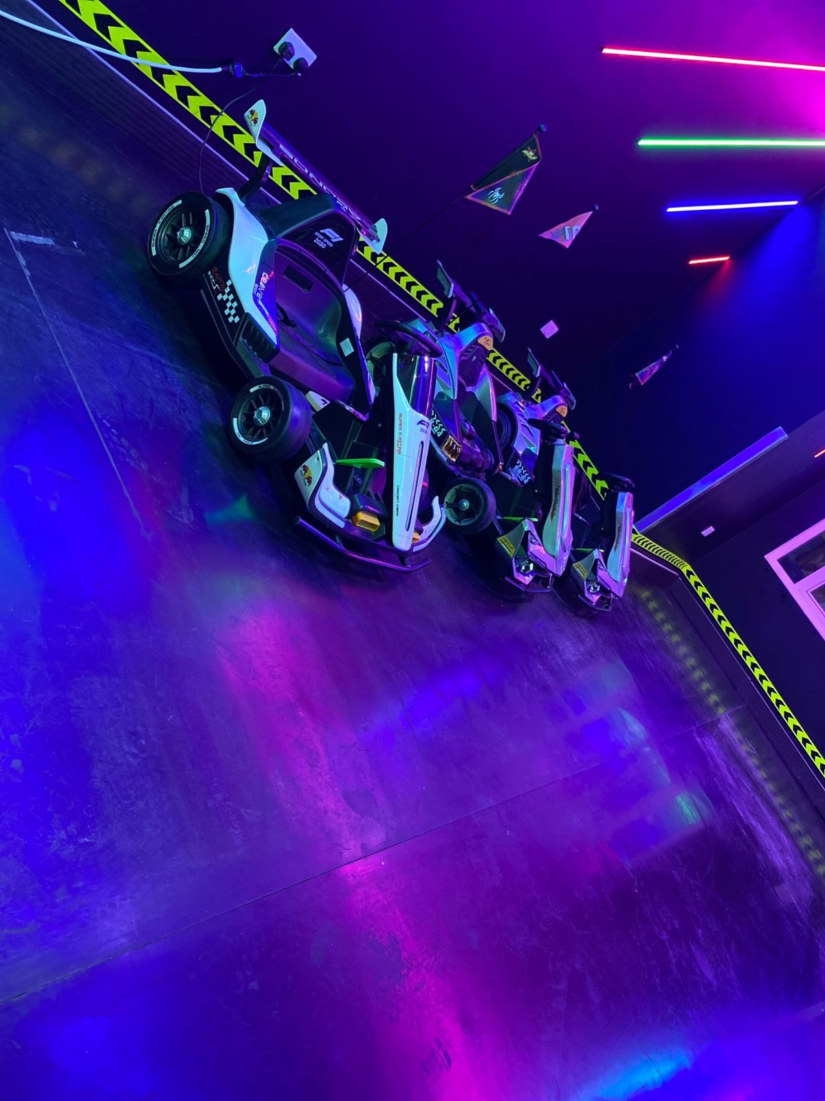 Electric go-kart racing track at Fun Adventure Dubai